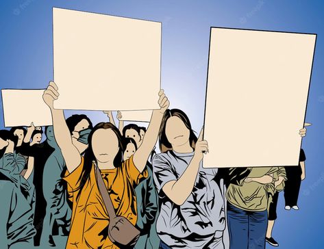 Demonstration Illustration, Protest Banner, People Power Revolution, Crowd Of People, Student Protest, Blank Banner, Protest Signs, People Women, Power To The People