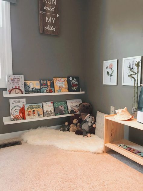 Mom Life // A Montessori-Inspired Toddler Space | Always Us Nursery Room Montessori, Montessori Nursery Room, 2 Toddler Boys Room Ideas, Montessori Bedroom Infant, Montessori Toddler Rooms Girl, Boys Toddler Room Ideas, Montessori Inspired Playroom, Kids Room Design Boy And Girl, Montessori Toddler Rooms Boy