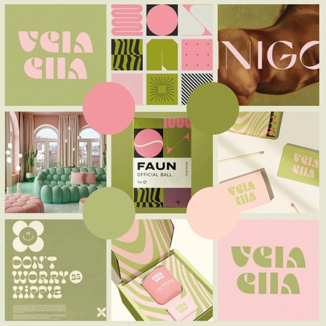 Pink And Green Mood Board, Green Mood Board, Packing Box Design, Candle Logo Design, Candle Logo, Dessert Illustration, Nightclub Design, Branding Strategy, Branding Design Packaging