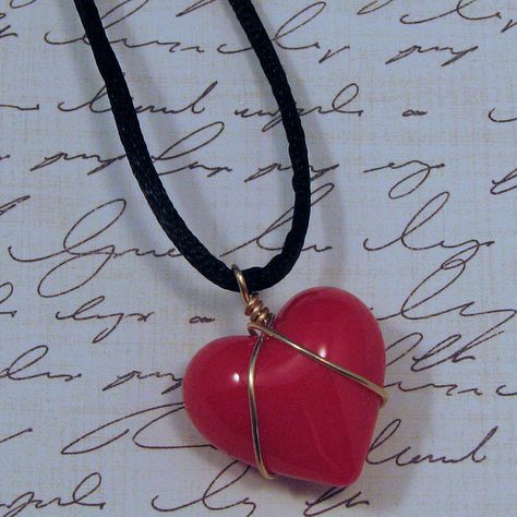 wire wrapped pendant | wire wrapped heart pendant i wire wrapped this red glass heart to ... Wire Wrapped Heart Pendant Tutorial, Wire Wrapped Jewelry Heart, Circle Wire Wrap Pendant, Wire Heart Pendant, Wire Wrap Heart Pendant, How To Wire Wrap Heart Shaped Stones, Wire Wrapped Heart Stone Tutorial, Wire Wrap Heart Stone, Wire Wrapped Heart Stone