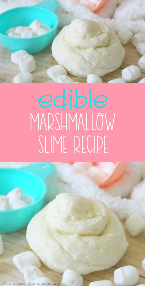 Marshmallow slime. An easy edible slime recipe for kids. Marshmallow Slime Recipe, Edible Marshmallow Slime, Marshmallow Slime, Chocolate Slime, Kids Slime, Edible Slime Recipe, Edible Slime, How To Make Marshmallows, Easy Slime Recipe