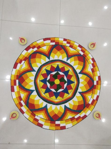 Geometry Rangoli Designs, Diwali Decoration Lights, Onam Pookalam Design, Onam Pookalam, 3d Rangoli, Pookalam Design, Enfield Bike, Iphone Wallpaper Music, Aadi Shakti