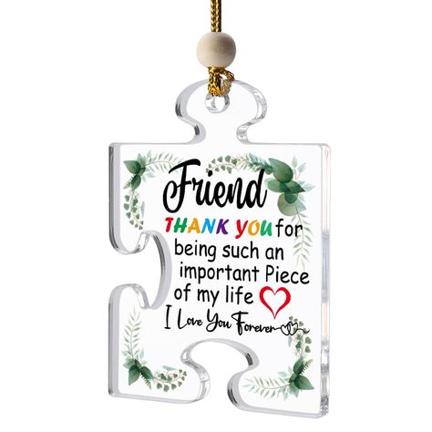 PRICES MAY VARY. 【Thank You Friend Gift】 Our ornament with a nice saying "thank you for being such an important part of my story." It is perfect thank you gifts for Friend. Let's say thank you in a new way. 【Appreciation Gift】: It is a Friend appreciation gifts, great Friend appreciation gift, thank you gifts for Friend, Friend gift, soul Friend gift, Thanksgiving, Christmas, birthday. 【Material and Size】The acrylic plaque material is crystal clear and pleasing to the eye, carefully polished, sm Long Distance Friend Gifts, Acrylic Puzzle, Thank You Sister, Soul Sisters Gifts, Friend Anniversary, Aunt Birthday Gift, Gifts For Friend, Birthday Gifts For Brother, Christmas Gifts For Sister