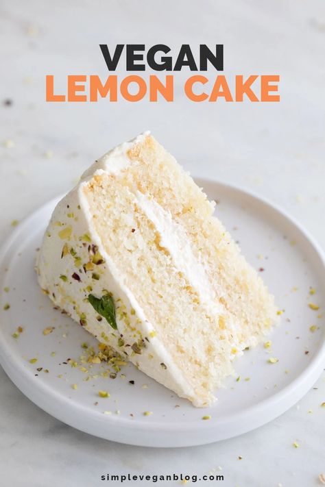 Vegan lemon cake, zesty, fluffy, and absolutely out of this world. It tastes so fresh and rich it'll become your weekly treat! #vegan #vegetarian #plantbased #veganlemoncake #vegandesserts Vegan Lemon Drizzle Cake, Lemon Birthday Cakes, Lemon Chiffon Cake, Vegan Lemon Cake, Lemon Cake Easy, Vegan Buttercream, Lemon Layer Cakes, Lemon Drizzle Cake, Lemon Cake Recipe