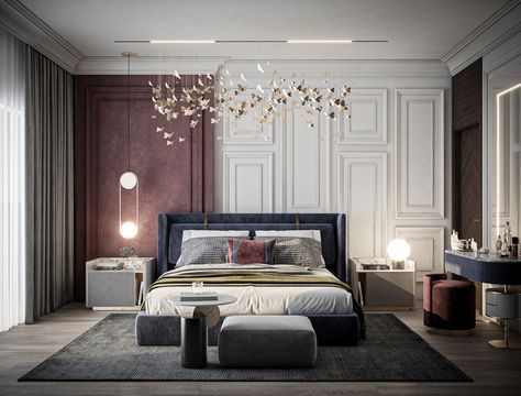 Modern Classic Bedroom, Classical Bedroom, Interior Board, Bedroom Design Luxury, Classic Bedroom Design, Bedroom Design Modern, Wallpaper Luxury, Luxury Home Accessories, Desain Pantry