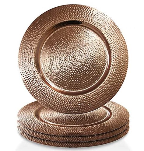 PRICES MAY VARY. American Atelier Charger Plate Large 13” Set of 4 Decorative Service Plate for Home, Professional Fine Dining Perfect for Upscale Events, Dinner Parties, Weddings, Banquets, Catering Gold Table Chargers, Copper Charger Plates Table Settings, Thanksgiving Event Decor, Square Charger Plates, Friendsgiving Dinner Party Decor, Table Chargers, Friendsgiving Dinner Party, Tuscan Inspired Wedding, Friendsgiving Dinner