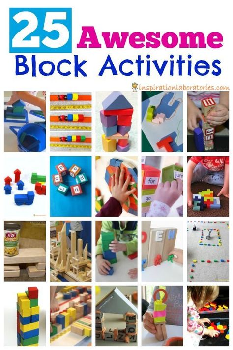 Check out this collection of 25 activities using blocks. Build with blocks, sort them, count them, use them in a variety of hands-on activities. Bristle Block Activities, Block Play Activities For Preschoolers, Block Play Ideas Preschool, Lovevery Block Set Ideas, Block Area Ideas For Toddlers, Block Play For Toddlers, Block Activities For Toddlers, Blocks Activities Preschool, Blocks Activities For Toddlers