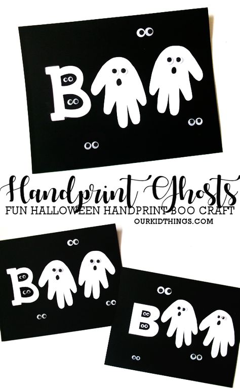 Handprint Ghost Boo Craft Handprint Witch Craft For Kids, Cute Halloween Handprint Crafts, Handprint Crafts Halloween, Ghost Activity For Toddlers, Halloween Crafts For Toddlers Printable, Boo Handprint Craft, Ghost Feet Craft, Ghost Crafts For Kids Preschool, Preschool Ghost Craft