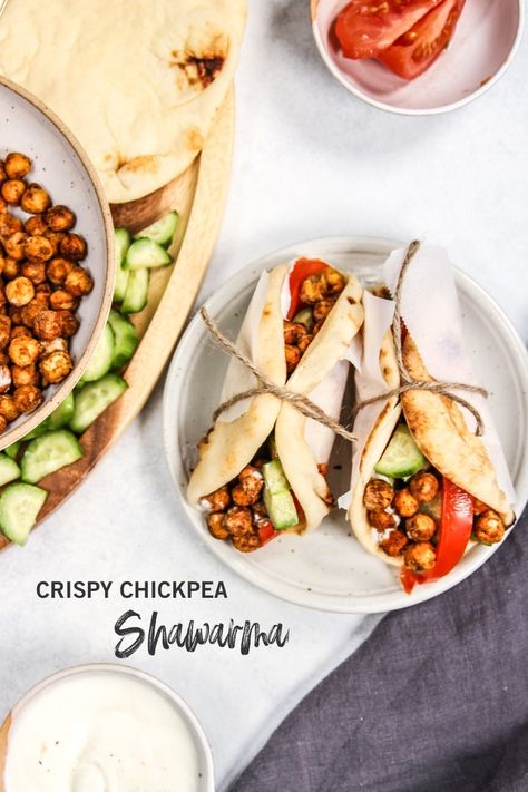 Meal Planning Recipes Healthy, Chickpea Shawarma, Great Vegetarian Meals, Pita Recipe, Crispy Chickpea, Pita Wrap, Pita Recipes, Shawarma Recipe, Meat Lover