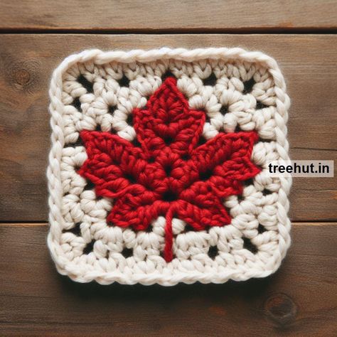 Crochet Ideas for Kitchen Projects Crochet Kitchen Items Gift Ideas, Leaf Crochet Granny Square, Fall Crochet Blanket Granny Squares, Mosaic Crochet Christmas Patterns, Crochet Square Ideas, Granny Square Free Crochet Pattern, Crochet Autumn Sweater, Leaf Granny Square, Christmas Granny Square Crochet