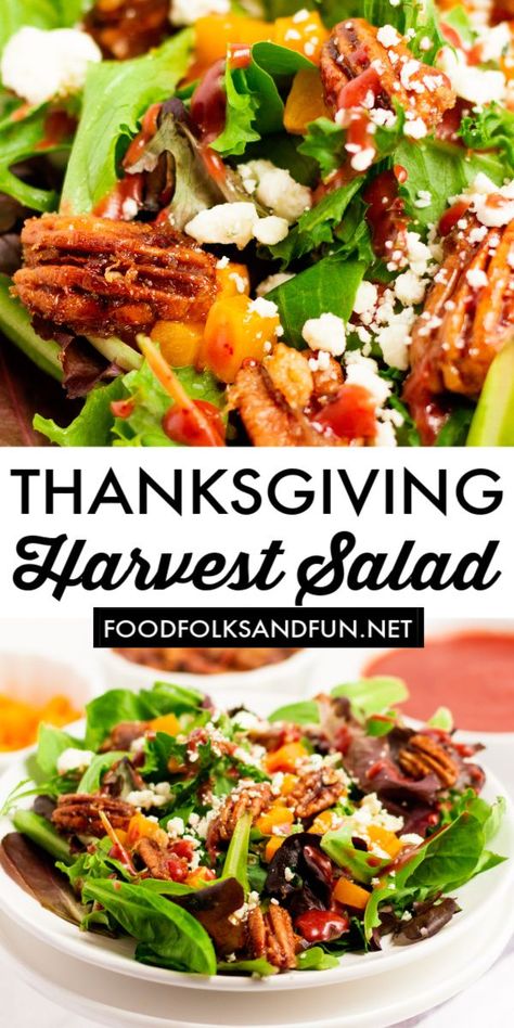 Thanksgiving Dinner Recipes Sides, Cider Dressing, Turkey Side Dishes, Cranberry Vinaigrette, Thanksgiving Salad Recipes, Thanksgiving Salad, Potatoes Onions, Weeknight Recipes, Harvest Salad