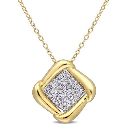 Make a lasting impression when you wear this charming Miabella Diamond Square Pendant. Mounted in sparkling yellow rhodium-plated sterling silver, this elegant pendant features 40 round-cut, pave-set shimmering diamonds (H-I, I3) beautifully clustered in a puffy square frame. Polished to a brilliant shine, this diamond pendant is suspended on an 18-inch long round cable chain that secures with a spring ring clasp. This diamond pendant will make the perfect gift for a woman who loves simplicity a Yellow Plates, Square Necklace, Pretty Pendant, Halo Pendant, Necklace Craft, Elegant Pendant, Pendant With Chain, Square Pendant, Fine Jewelry Collection