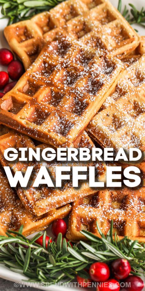 Gingerbread Waffles, Waffles For Breakfast, Proper Tasty, Waffle Iron Recipes, Waffle Maker Recipes, Waffles Recipe, Holiday Breakfast, Christmas Breakfast, Brunch Ideas