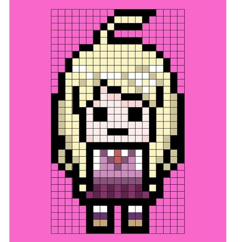 Danganronpa Pixel Art Grid, Danganronpa Pixel Art, Pixel Sprites, Kaede Akamatsu, Easy Perler Bead Patterns, Pixel Characters, Easy Pixel Art, Pixel Art Templates, Pixel Drawing