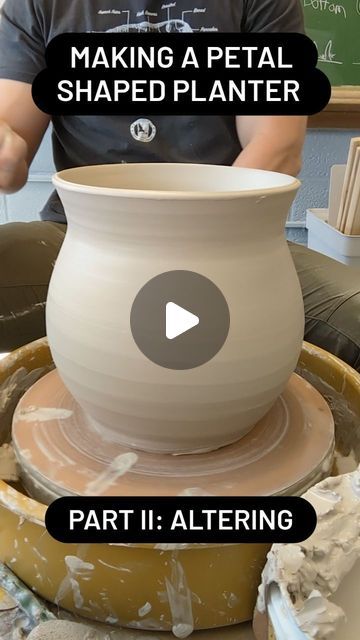 AW Pottery on Instagram: "Part II: altering this petal flower pot  #pottery #potterystudio #potterytechniques #potterywheel #ceramics #alteredform" Pottery Flower Pots, Clay Hacks, Flower Pot Pottery, Pottery Tips, Large Pottery, Pottery Flower, Beginner Pottery, Pottery Videos, Petal Flower