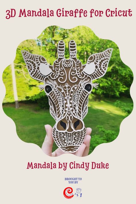 Giraffe Cricut Projects, Cricut Safari Projects, Mandala Cricut Design Free, Layered Cricut Projects, Cricut 3d Projects, Giraffe Mandala, Cricut Mandala, Giraffe Svg, Cricut Patterns