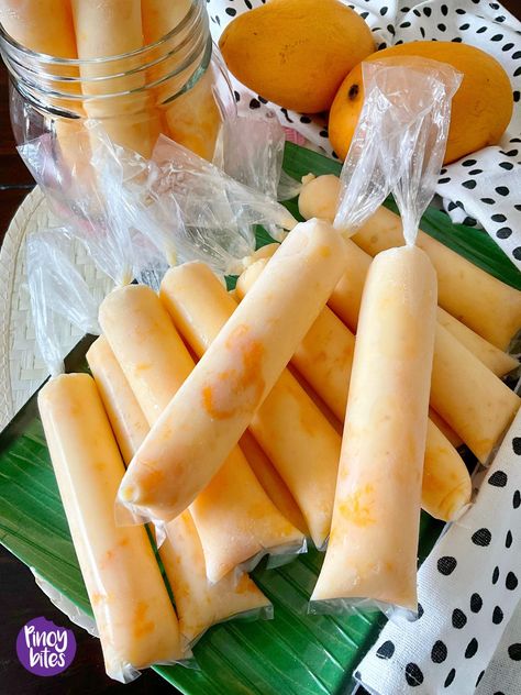 Today is the first real taste of “almost summer” weather, and I’m loving it! Up until a few days ago, it still felt like winter for most of the day. This Mango Ice Candy, Mango Popsicles, Gluten Free Milk, Ice Candy, Cream Candy, Filipino Desserts, Ice Cream Candy, Vanilla Pudding Mix, Popsicle Recipes