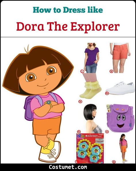 Dora the Explorer Costume for Cosplay & Halloween 2021 Dora The Explorer Costume Women, Swiper Dora Costume, Dora Costume Women, Dora Cosplay, Dora Halloween Costume, Diego Costume, Dora The Explorer Boots, Dora The Explorer Costume, Dora Costume