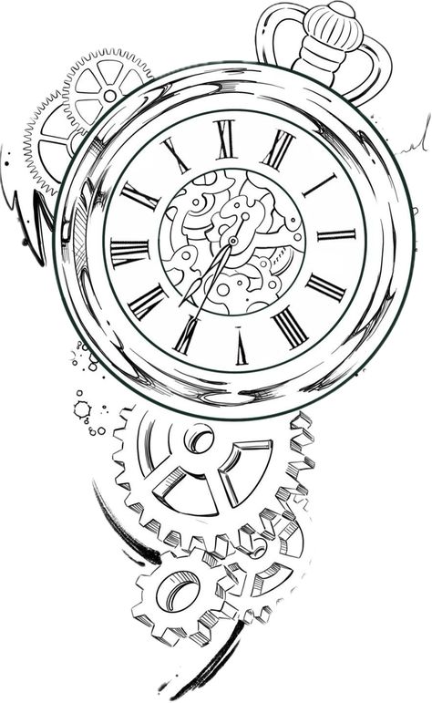 ￼ ￼ ￼ Clock Tattoos, Chest Tattoo Stencils, Leg Sleeve Tattoos, Gear Tattoo, Leg Tattoo Ideas, Egyptian Tattoo Sleeve, Clock Tattoo Design, Tattoo Outline Drawing, Sharpie Tattoos