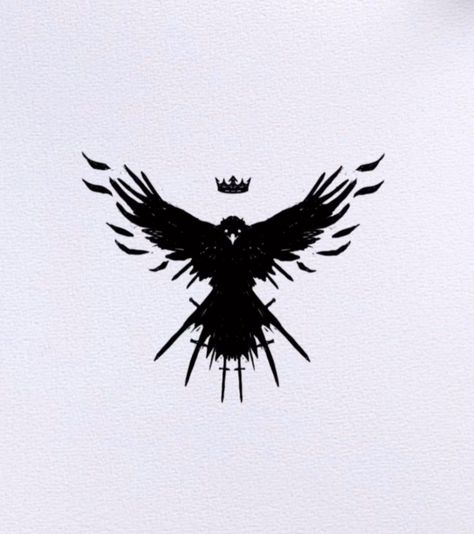 Raven Silouhette Tattoo, Cool Raven Tattoos, Evil Raven Tattoo, Winged Eye Tattoo, Raven Queen Tattoo, Three Eyed Crow Tattoo, Raven Tattoo Minimalist, Raven Logo Design Ideas, Crown Of Thrones Tattoo