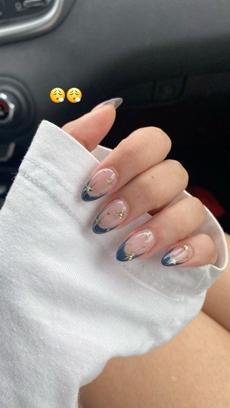 Trendy Gel X Nails, Midnight Inspired Nails, Tog Inspired Nails, Winter Vibe Nails, Midnight Era Nails, Midnight Taylor Swift Nails, Taylor Swift Nail Ideas Midnights, Gel Almond Nails Ideas, Eras Tour Inspired Nails