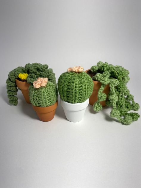 Desk Crochet Ideas, Crochet Desk Decor, Crochet Desk Accessories, Crochet Office, Crochet Plants, Desk Plants, Purple Crochet, Crochet Cactus, Crochet Plant