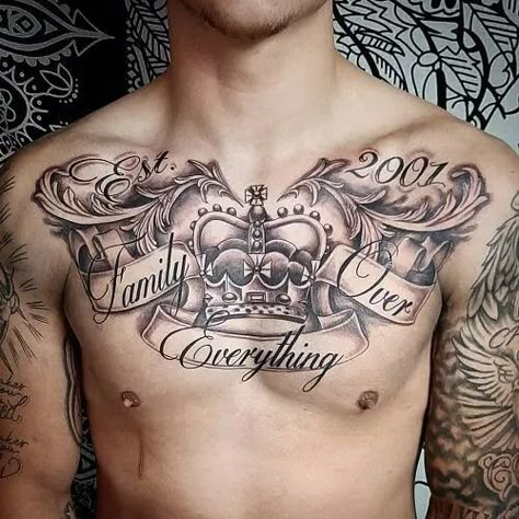 Crown Tattoos For Men, Crown Hand Tattoo, A Crown Tattoo, Tattoo Peito, Crown Tattoo Men, Modern Crown, Chest Tattoo Drawings, Full Chest Tattoos, Crown Tattoos