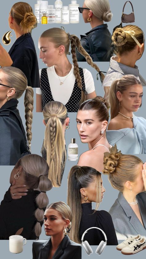 clean girl slick back hair inspo! #cleangirl #hairstyles #slickedbackhair #slickback #slickponytail #cleangirlhair #hairinspo #hair #aesthetic Ponytail Hairstyle Ideas, Classic Ponytail, Hairstyle Ideas Easy, Hairstyle Examples, Ponytail Hairstyle, Vlasové Trendy, Slick Back, Easy Hairstyle, Slicked Back Hair