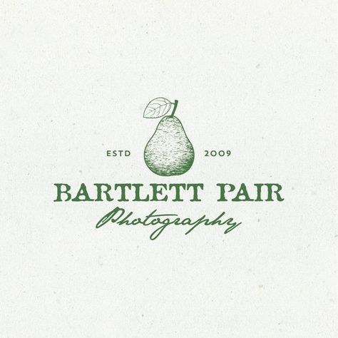 1940s Logo Design, Pear Logo Design, Vintage Inspired Logo, Vintage Style Logo, Vintage Brand Design, French Logo Design, European Branding, Vintage Logo Design Retro, Vintage Logo Ideas