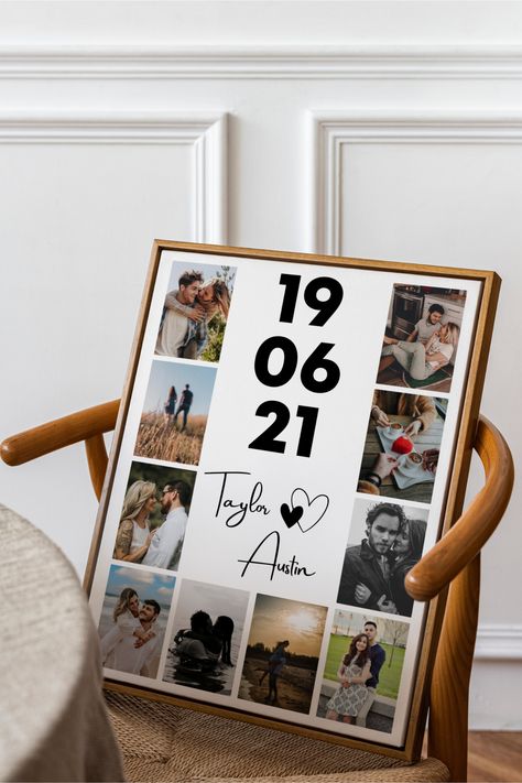 Anniversary Photo Collage, Diy Anniversary Gifts For Him, 1 Year Anniversary Gift, Anniversary Gift For Boyfriend, Diy Anniversary Gift, Diy Photo Book, Collage Gift, Personalised Gifts Diy, Birthday Captions Instagram