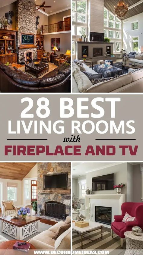 Fireplace And Tv Ideas, Living Rooms With Fireplace, Small Living Room Ideas With Tv, Awkward Living Room Layout, Sectional Living Room Layout, Antique Bookshelf, Fireplace And Tv, Rectangle Living Room, Family Room Layout