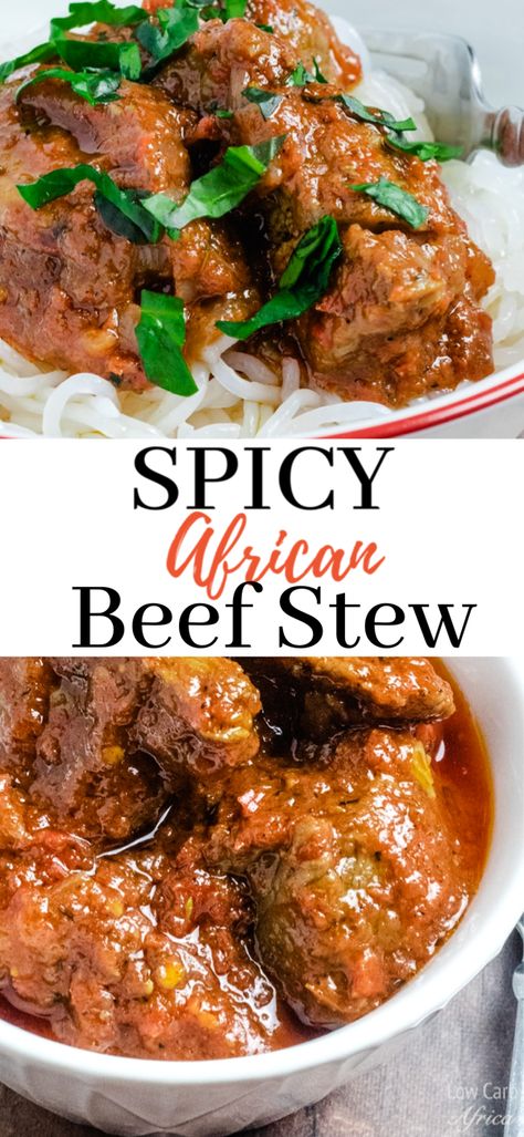 A spicy African beef stew recipe. Nigerian Beef Stew is a mouthwatering West African stew made with blended tomatoes, bell peppers, habanero pepper, and herbs. This will quickly become a favorite stew in your low carb journey! #beefstew #stewrecipes #beefrecipes #healthyrecipes #africanstew #nigerianfood Beef Stew Low Carb, Stew Low Carb, African Beef Stew, Spicy Beef Stew, African Stew, African Recipes Nigerian Food, West African Food, Carne Guisada, Nigerian Recipes