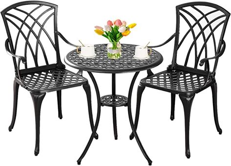 Patio Set With Umbrella, Bistro Table And Chairs, Bistro Patio Set, Bistro Table Set, 3 Piece Bistro Set, Aluminum Patio Furniture, Outdoor Bistro, Bistro Table Outdoor, Table Bistrot