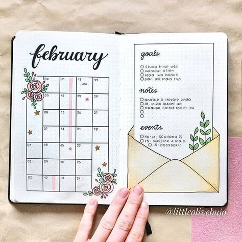 Need more inspiration for your next BuJo monthly spread? Check out these 13 Bullet Journal Monthly Spread Ideas That Are Incredibly Stunning! bullet journal, bullet journal ideas, bullet journal layout, bullet journal inspiration #bulletjournal #bulletjournalideas #journalideas #BuJo #BuJoInspo Bullet Journal Simple, Notesbog Design, Journal D'inspiration, Monthly Bullet Journal, Bullet Journal Spread Ideas, Journal Spread Ideas, February Bullet Journal, Organizator Grafic, Bullet Journal Monthly Spread