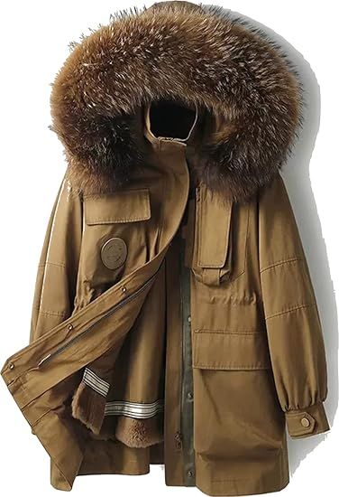 SULBUS BA-14 Women's Warm Fur Parka With Big Fluffy Real Raccoon Fur Hood And Real Rabbit Fur Removable Lining Over Coat at Amazon Women's Coats Shop Hood Aesthetic, Coat With Fur Hood, In The Bleak Midwinter, Bleak Midwinter, Over Coat, Coat With Fur, Fluffy Coat, Fur Hood Coat, Coat With Hood