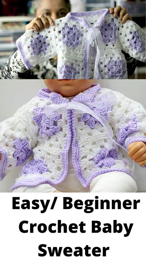 Crochet Granny Square Baby Sweater