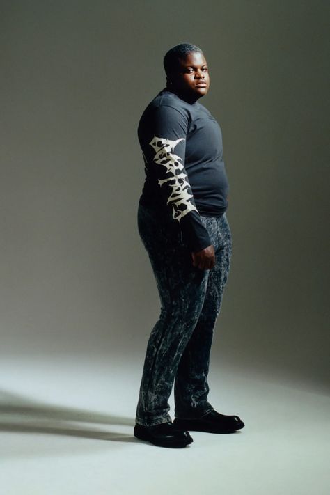 Plus-Size Men: “Luxury, We are Ready for You” | Vogue Plus Size Black Men, Male Model Poses, Plus Size Male Model, Denim Jacket Plus Size, Vogue Business, Plus Size Male, Fashion Nova Plus Size, Plus Size Posing, Character Bank