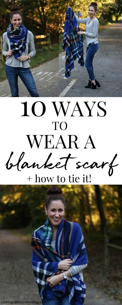 Looking for a cute Plaid Blanket Scarf? Popular Philadelphia fashion blogger Coming Up Roses features the perfect one and shares 10 ways to wear a blanket scarf + step-by-step how to tie it correctly! Click here now for all the info! how to wear a blanket scarf, how to wear a blanket scarf tutorials, ways to wear a blanket scarf, blanket scarf, blanket scarf outfit, fall outfit ideas, blanket scarf fall Blanket Scarf Over Dress, Fall Wraps Shawl, Blanket Scarf With Dress, Tying A Blanket Scarf, Plus Size Blanket Scarf Outfit, Tie Blanket Scarf, How To Style Cashmere Scarf, How To Tie A Blanket Scarf Step By Step, How To Wear A Square Blanket Scarf