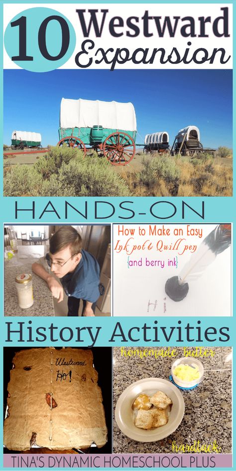 10 Westward Expansion Hands-on History Activities @ Tina's Dynamic Homeschool Plus Westward Expansion Activities, Pioneer Activities, American History Homeschool, 4th Grade Social Studies, Westward Expansion, Homeschool Social Studies, The Oregon Trail, Learn History, Social Studies Activities