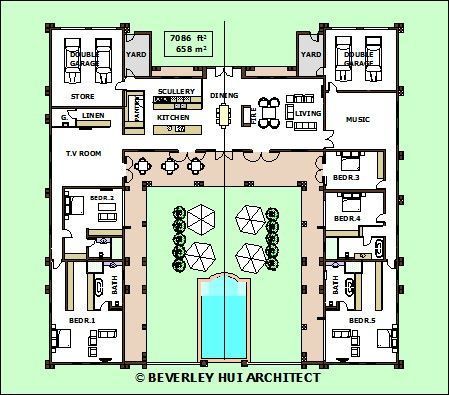 U Shape Floor Plans With Pool, House Plans With Pool, House Plans With Courtyard, U Shaped House Plans, L Shaped House Plans, U Shaped Houses, L Shaped House, Courtyard Pool, Pool House Plans