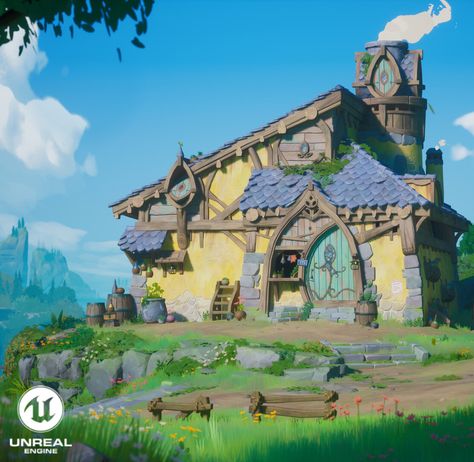 3d Stylized Environment, Ghibli Environment, Fantasy House Concept Art, Fantasy House Concept, Potion Brewing, Fantasy Tavern, Stylized Environment, Game Level Design, Environment Projects