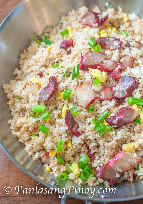 Pork BBQ Fried Rice-2 Bbq Pork Fried Rice Recipe, Bbq Pork Fried Rice, Asian Rice Dishes, Yang Chow Fried Rice, Best Chinese Recipes, Pork Fried Rice Recipe, Chinese Meals, Cooking Fresh Green Beans, Rice Sides