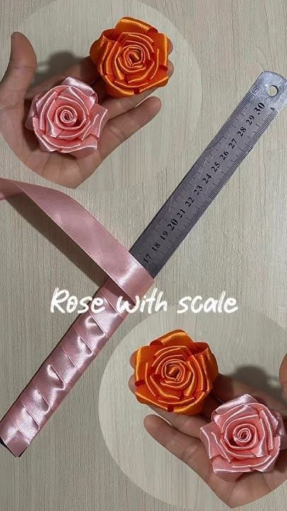 Easy Crafts With Ribbon, How To Make Flowers Using Ribbon, Silk Ribbon Roses, Material Flowers Diy, Flowers Out Of Ribbon How To Make, Rose Flower Craft How To Make, Diy Ribbon Decoration, Diy Flower Using Ribbon, Flower Made From Ribbon