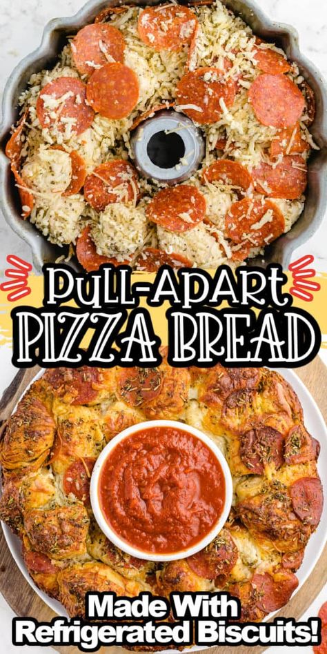 Pizza Monkey Bread, Pull Apart Pizza, Pizza Bread Recipe, Pizza Appetizers, Bread Easy, Mini Pizzas, Quick Appetizers, Pizza Bread, Food For A Crowd