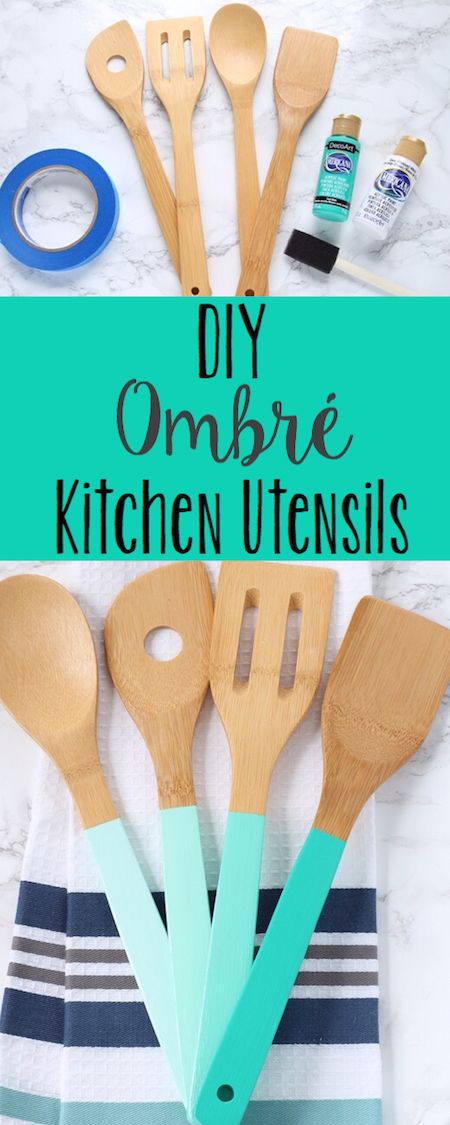 These ombre painted wooden spoons are such an easy DIY and look great as kitchen decor on the counter. Painted Wooden Spoons, Ombre Paint, Diy Decoracion, Kitchen Design Diy, Diy Ombre, Decor Ikea, Small Kitchen Decor, Diy Kitchen Decor, Decor Guide