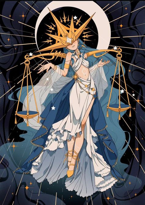 People Of Libra Art, Libra Character Design, Father Time Character Design, Fantasy Celestial Art, Cloud Hair Character Design, Goddess Oc Design, Star Oc Art, Libra Art Drawing, Celestial Art Goddesses