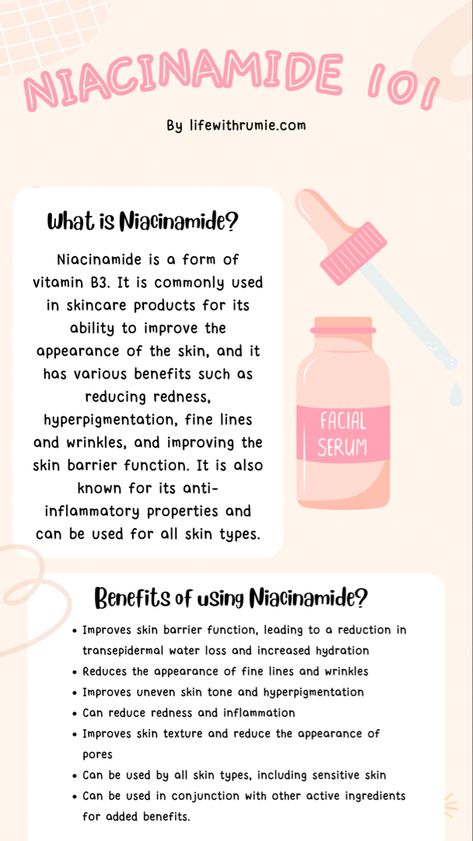 Niacinamide Mixing, How To Make Niacinamide Serum, How Often To Use Niacinamide, Niacinamide How To Use, Benefits Of Niacinamide, Niacinamide Benefits Before And After, Niamicide Serum, Niacinamide Skincare Routine, Niacinamide Serum Diy