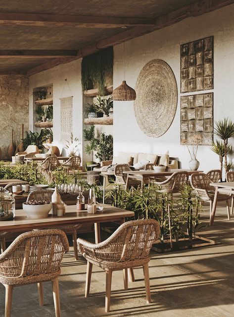 Boho Restaurant, Resort Restaurant, Sustainable Interior, Sustainable Interior Design, Decoration Restaurant, Rustic Restaurant, Biophilic Design, 카페 인테리어 디자인, Modern Restaurant