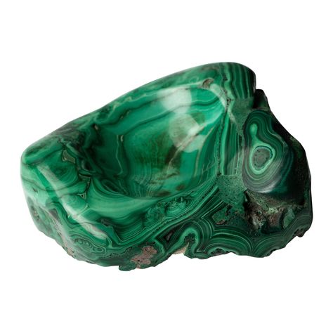 Natural malachite stone specimen vide poche tray hand carved at center. May be used as a decorative object or used as a paperweight to brighten ones desk. Beautiful includes crystal forms on bottom, as pictured. Dandelion Paperweight, Carved Bowl, Malachite Jewelry, Spiritual Crystals, Vintage Ashtray, Different Shades Of Green, Rock Decor, Vide Poche, Decorative Dish