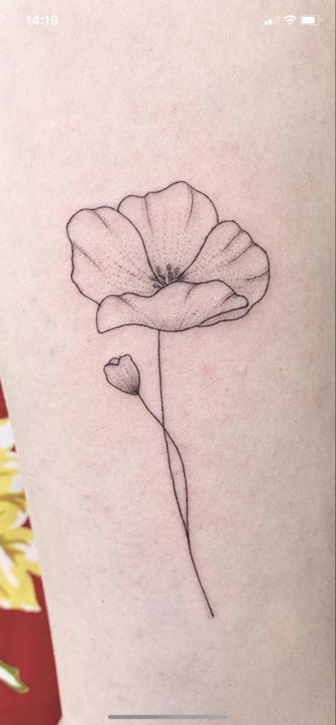 Poppy Flower With Word Stem Tattoo, Line Work Poppy Tattoo, Butterfly Poppy Flower Tattoo, Poppy Micro Tattoo, Anemone Tattoo Small, Small Poppy Tattoo Simple, Minimalistic Poppy Tattoo, Poppy Rose Tattoo, Poppy Tattoo Outline